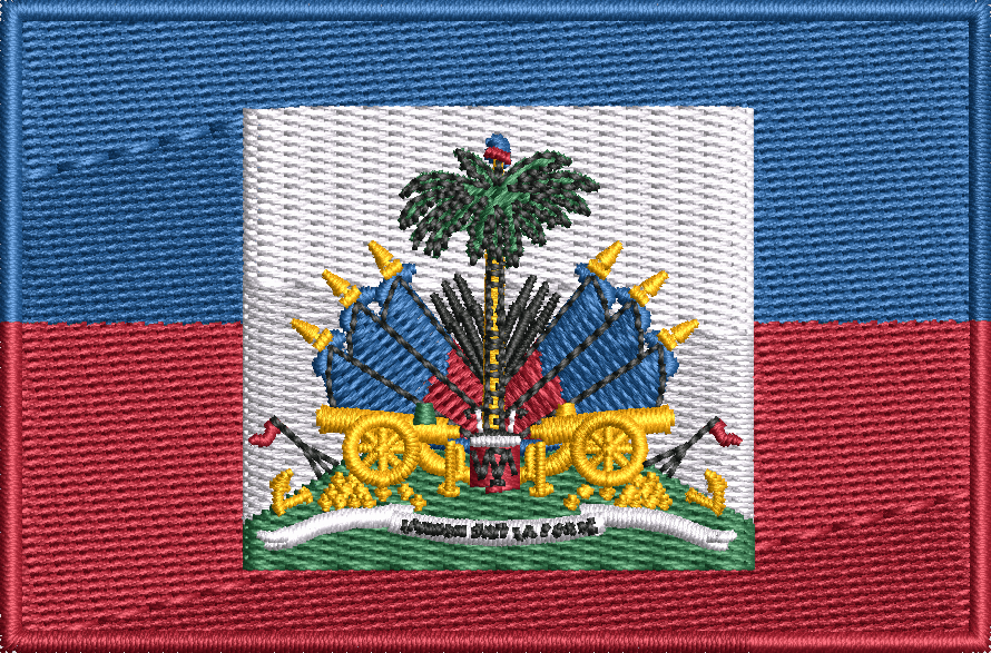 Digitized stitch preview of a flag emblem